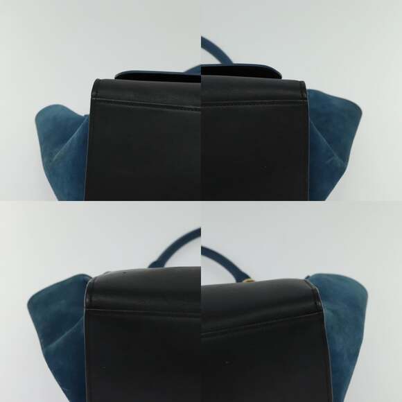 CELINE Trapeze Hand Bag Leather Blue Gold - Picture 10 of 13